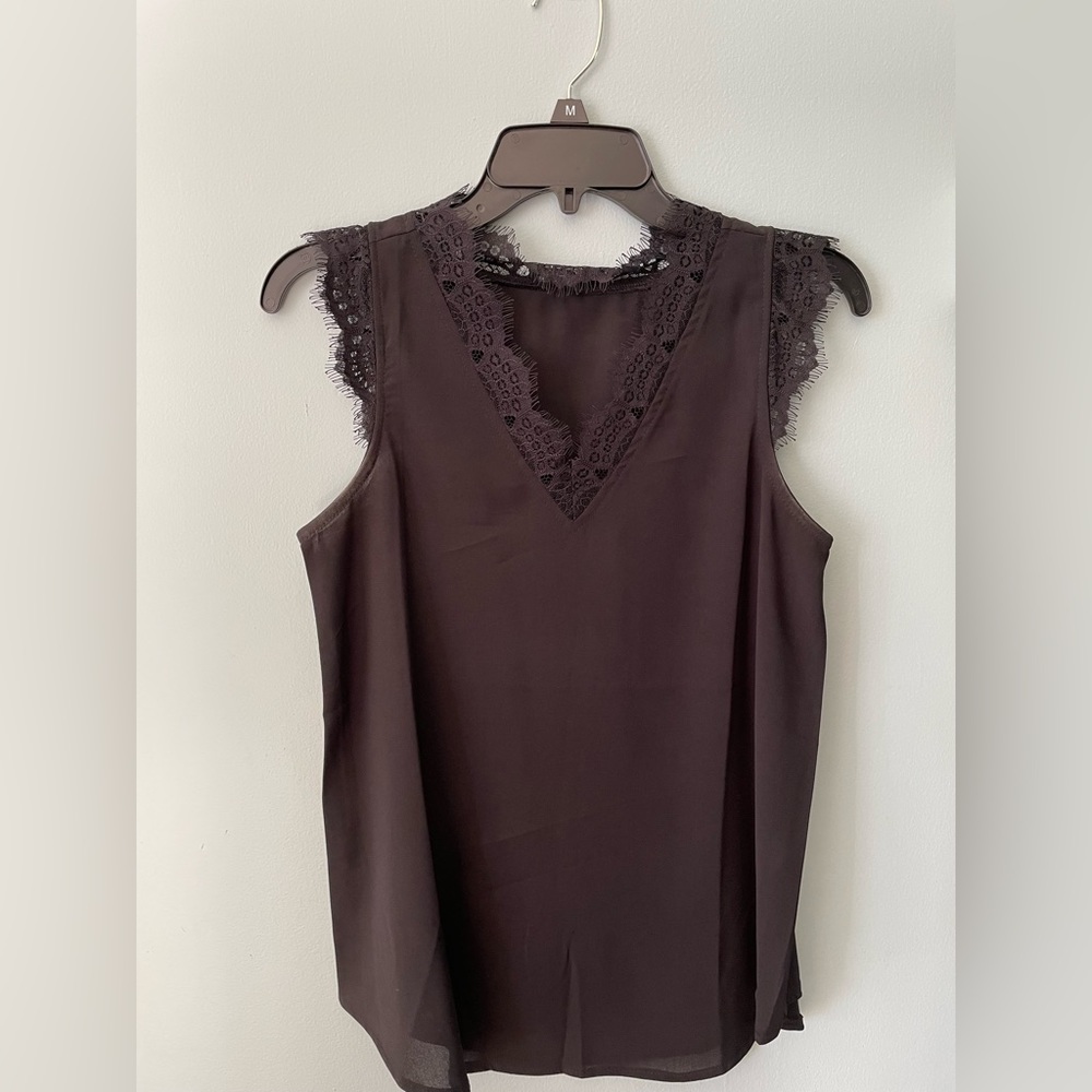 Amazon black lace collared top